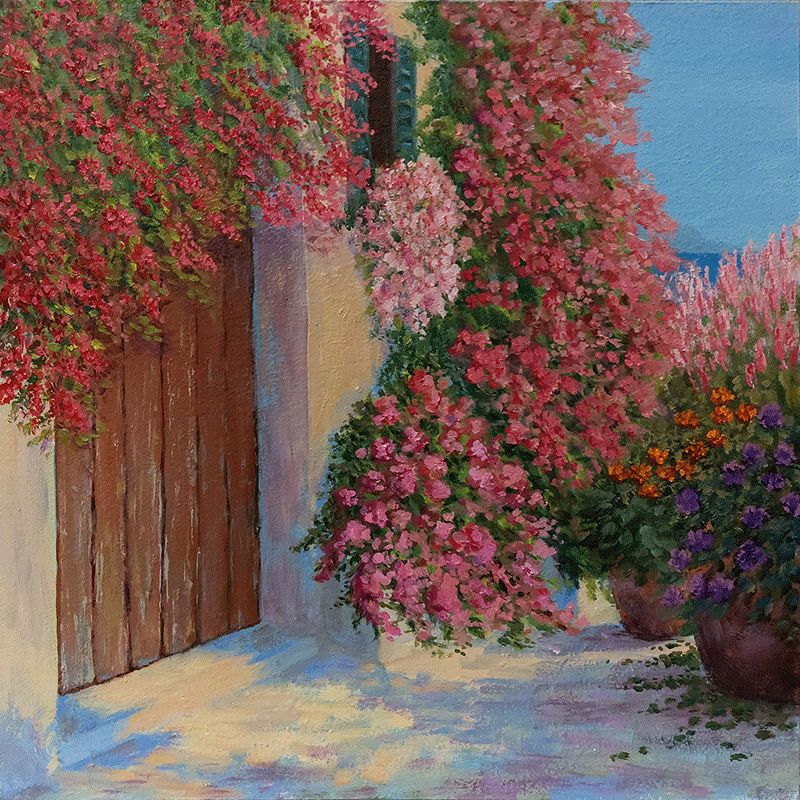 Картина маслом "Южный дворик"