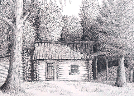 Рисунок Деревня – альбом, карандаши, 15х21 см